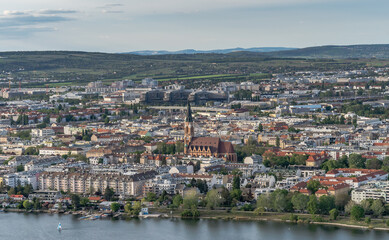 Fototapeta na wymiar View of Donaufeld church from the donau tower in Vienna, Austria