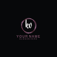 KV beautiful Initial handwriting logo template