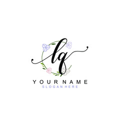 LQ beautiful Initial handwriting logo template