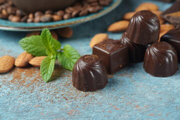 Chocolate sweets Chocolate bar pieces. Background with chocolate.