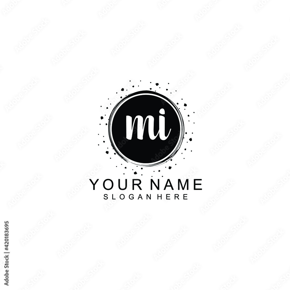 Wall mural MI beautiful Initial handwriting logo template