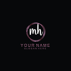 MH beautiful Initial handwriting logo template