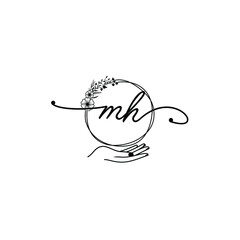 MH beautiful Initial handwriting logo template