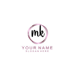 MK beautiful Initial handwriting logo template