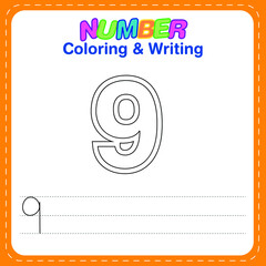 Number coloring and writing for children
