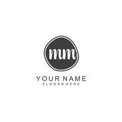 MM beautiful Initial handwriting logo template