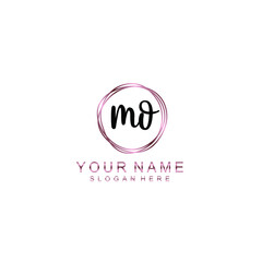 MO beautiful Initial handwriting logo template