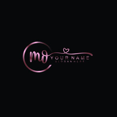 MO beautiful Initial handwriting logo template