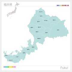 福井県の地図・Fukui（市町村・区分け）