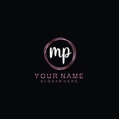 Fototapeta na wymiar MP beautiful Initial handwriting logo template