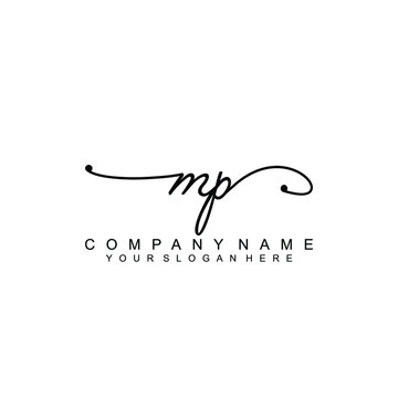 MP beautiful Initial handwriting logo template