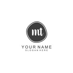 MT beautiful Initial handwriting logo template