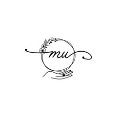 MU beautiful Initial handwriting logo template