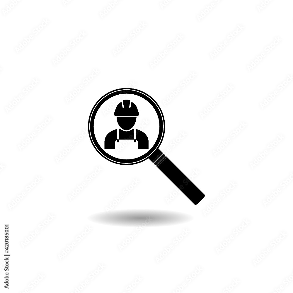 Wall mural Magnifying glass for search a people icon with shadow