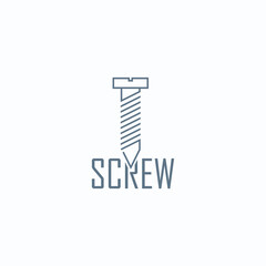 Grey screw and text vector logo design