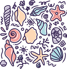 hand drawn beach doodle