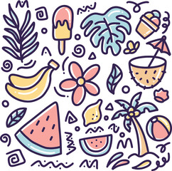 hand drawn beach doodle
