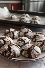chocolate cracked biscuits on a plate