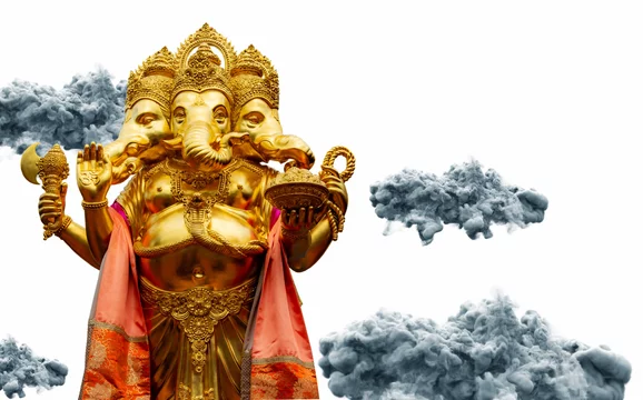 Golden Ganesha has old power in religious sites that are separated from the  latter Stock Photo | Adobe Stock