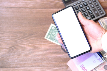 hand holding mobile phone