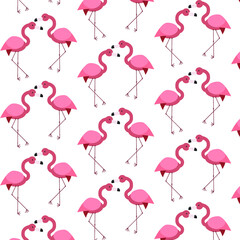 Pink flamingo pattern. Factory textiles. Wallpaper. Interior. Gift paper. Seamless pattern with birds