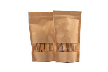 Palo Santo tree sticks in paper bags isolated on white - holy incense tree from Latin America....