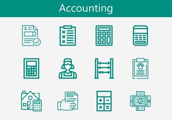 Premium set of accounting line icons. Simple accounting icon pack. Stroke vector illustration on a white background. Modern outline style icons collection of Invoice