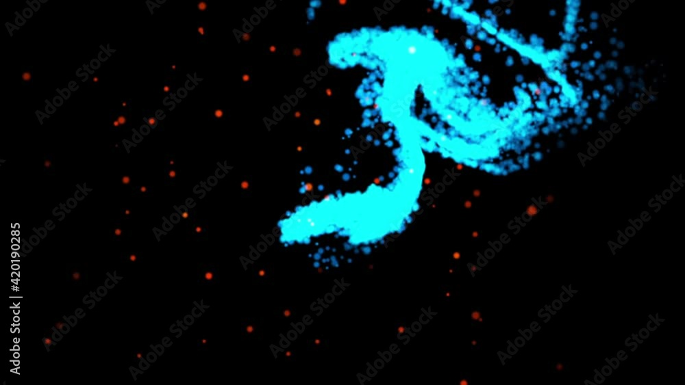 Poster abstract turquoise flying comet with a wriggling tail in outer space. isolated black background. 3d 