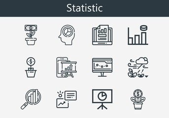 Premium set of statistic line icons. Simple statistic icon pack. Stroke vector illustration on a white background. Modern outline style icons collection of Graph bar