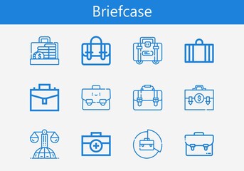 Premium set of briefcase line icons. Simple briefcase icon pack. Stroke vector illustration on a white background. Modern outline style icons collection of Law
