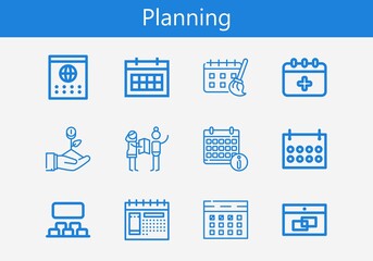 Premium set of planning line icons. Simple planning icon pack. Stroke vector illustration on a white background. Modern outline style icons collection of Calendar, Schedule