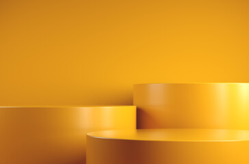 Mockup Minimal Basic Yellow Step Podium For Presentation Products Abstract Background 3d Render