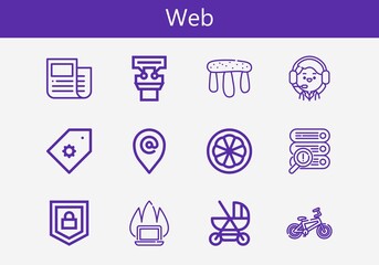 Premium set of web line icons. Simple web icon pack. Stroke vector illustration on a white background. Modern outline style icons collection of Operator, Placeholder, Laptop