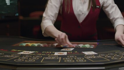 Croupier gambling table in casino - Powered by Adobe