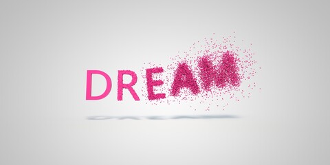 "Dream" pink text with particles 