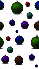 pattern with christmas balls. balls of different colors green, blue, blue, purple, pink brown