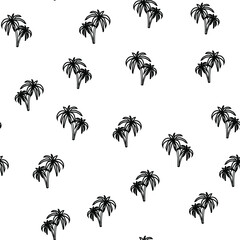 Black and white beach seamless pattern with palm trees. Exotic background.