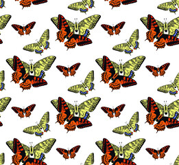 pattern with butterflies yellow and red