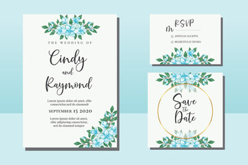 Wedding invitation frame set, floral watercolor hand drawn Magnolia Flower design Invitation Card Template