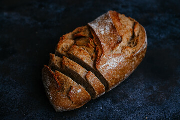 beautiful buckwheat bread
 on a dark background
