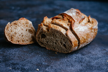 beautiful buckwheat bread
 on a dark background