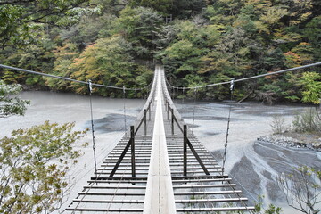 静岡県、寸又橋の夢の吊り橋