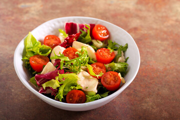 Fototapeta na wymiar Vegetable and mozzarella salad