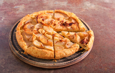 Apple and pear galette sliced