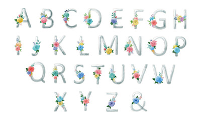 alphabet template watercolor illustration design