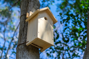 野鳥のための木製の巣箱