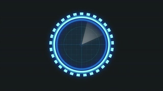 Search radar. Animation of the radar screen with targets, alpha channel enabled. Cartoon