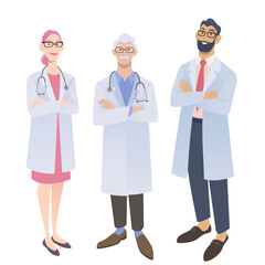 Medical group of doctor, nurse and intern. Health care team characters. Flat vector illustration - 420195871
