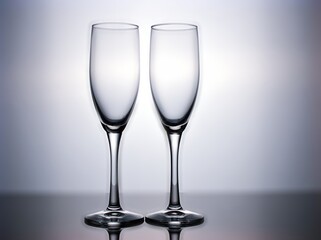 Empty crystal Glass of water isolated in black and white image for background ,glass of wine ,dinner ware ,empty champagne glass