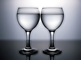 Glass of water isolated in black and white image for background ,glass of wine ,dinner ware